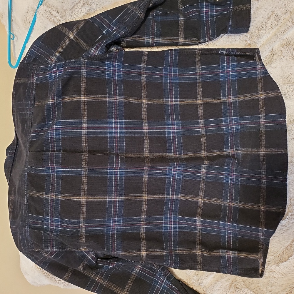 Corduroy Button Down shirt black multi-color stripes - Picture 3 of 3
